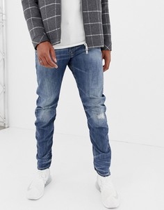 Стретчевые джинсы слим с рваной отделкой G-Star Arc 3d - Синий
