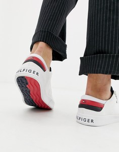 Белые парусиновые кроссовки с фирменными полосками и длинными шнурками Tommy Hilfiger - Белый