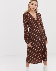 Платье миди в горох на пуговицах PrettyLittleThing - Мульти