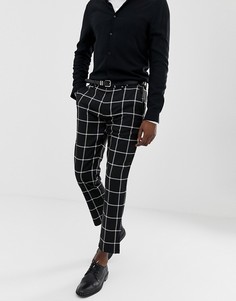 Черные суженные книзу брюки в клетку Pull&Bear - Черный