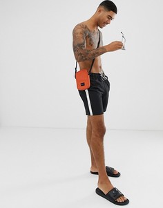 Черные шорты для плавания средней длины с полосками по бокам ASOS DESIGN - Мульти