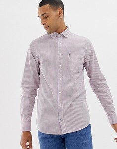 Красная приталенная рубашка на пуговицах с логотипом Tommy Hilfiger - Красный