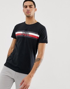 Черная футболка с полосками и логотипом Tommy Hilfiger - Черный