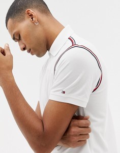 Белое зауженное поло из пике Tommy Hilfiger - Белый