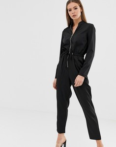 Черный комбинезон в стиле милитари с молнией Missguided - Черный