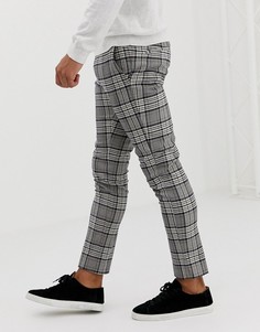 Супероблегающие строгие брюки в темно-синюю и серую клетку River Island - Серый