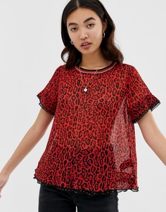 Топ со звериным принтом Maison Scotch - Красный