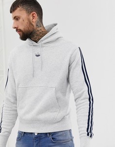 Худи серого цвета с 3 полосками adidas Originals - Серый