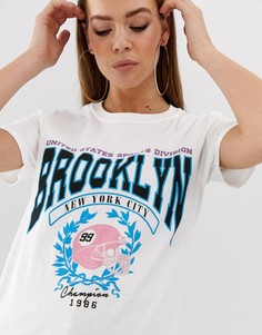 Белая футболка с принтом Missguided Brooklyn - Белый