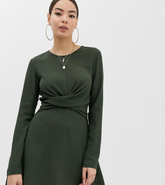 Зеленое короткое приталенное платье с запахом Boohoo - Зеленый