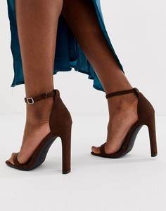 Легкие туфли шоколадного цвета на каблуке с квадратным носком Missguided illusion - Коричневый