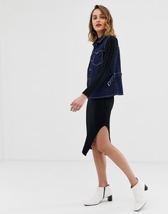 Черное облегающее вязаное платье с высоким воротом River Island - Черный