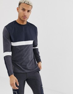 Серый комбинируемый свободный лонгслив с нейлоновыми вставками ASOS DESIGN - Серый