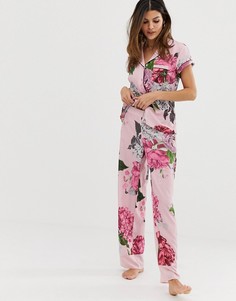 Светло-розовые пижамные брюки с цветочным принтом B By Ted Baker Palace Gardens - Розовый