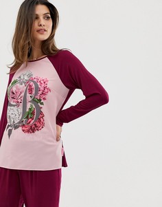Пижамный топ с длинными рукавами и цветочным принтом B By Ted Baker Palace Gardens - Розовый