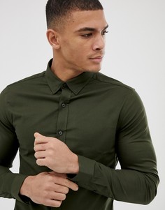 Приталенная оксфордская рубашка цвета хаки New Look - Зеленый
