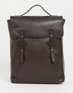 Коричневый кожаный рюкзак с двумя лямками ASOS DESIGN - Коричневый