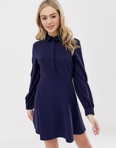 Платье-рубашка мини на пуговицах ASOS DESIGN - Темно-синий