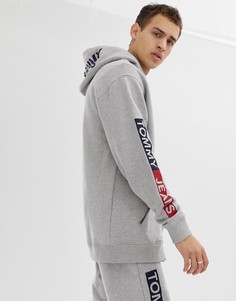 Худи светло-серого цвета классического кроя на молнии Tommy Jeans - Серый