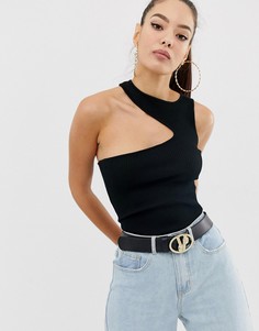 Черное трикотажное боди с вырезами Missguided - Черный