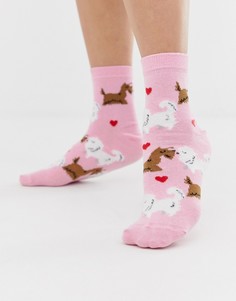 Носки с изображением собак ASOS DESIGN Valentines - Розовый