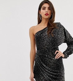 Велюровое платье-футляр мини на одно плечо ASOS DESIGN - Мульти