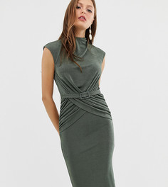 Платье миди с поясом и запахом ASOS DESIGN - Зеленый