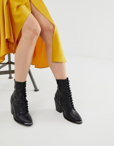 Черные ботильоны на каблуке со шнуровкой New Look - Черный