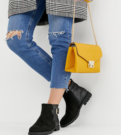 Черные ботинки для широкой стопы из искусственной замши New Look - Черный