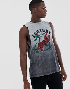 Футболка без рукавов с заниженными проймами и тигровым принтом ASOS DESIGN - Серый