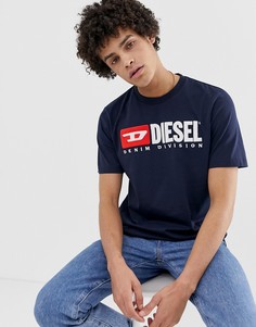 Темно-синяя футболка с логотипом Diesel T-Just-Division - Темно-синий