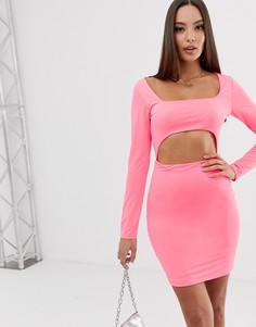 Платье мини с вырезом ASOS DESIGN - Розовый