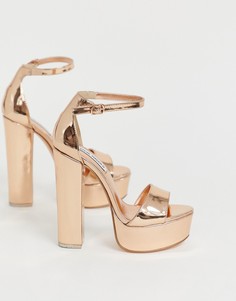 Босоножки на платформе и блочном каблуке Steve Madden - Золотой