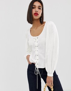 Блузка с квадратным вырезом и пышными рукавами Vero Moda - Белый