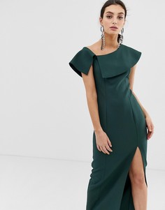 Зеленое платье макси с разрезом на юбке River Island - Зеленый