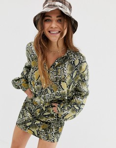 Рубашка с принтом под змеиную кожу Pull&Bear - Мульти