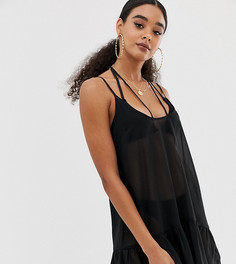 Черное пляжное платье мини на бретельках эксклюзивно для Missguided - Черный