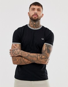 Черная футболка с кантом Fred Perry - Черный