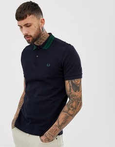 Темно-синяя футболка-поло с окантовкой Fred Perry - Темно-синий