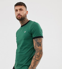 Зеленая узкая футболка с контрастной окантовкой Fred Perry эксклюзивно на ASOS - Зеленый