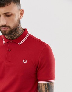 Красное поло с двойным кантом Fred Perry - Красный
