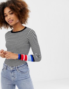 Джемпер в полоску с контрастными манжетами Brave Soul - Черный