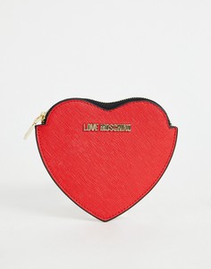 Кошелек в форме сердечка на молнии Love Moschino - Красный
