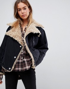 Куртка из искусственной овчины Free People - Черный