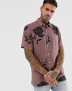 Розовая рубашка классического кроя с цветочным принтом ASOS DESIGN - Розовый