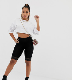 Шорты-леггинсы с кружевной отделкой ASOS DESIGN Petite - Черный