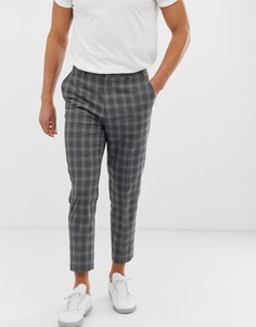 Серые зауженные брюки в клетку ASOS DESIGN - Серый