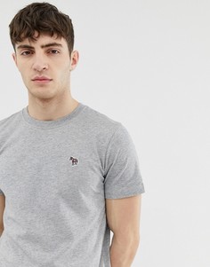 Серая узкая меланжевая футболка с логотипом-зеброй PS Paul Smith - Серый