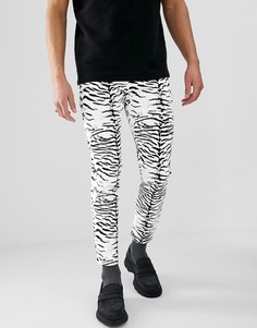 Джинсы скинни из искусственной кожи с принтом зебра ASOS DESIGN - Белый