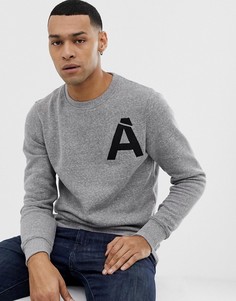 Свитшот с круглым вырезом и принтом на груди Jack and Jones Premium - Серый